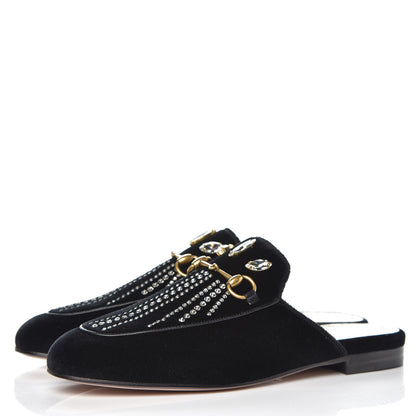 Gucci Velvet Marquise Crystals Womens Princetown Slippers 38.5 Black 3 of 9