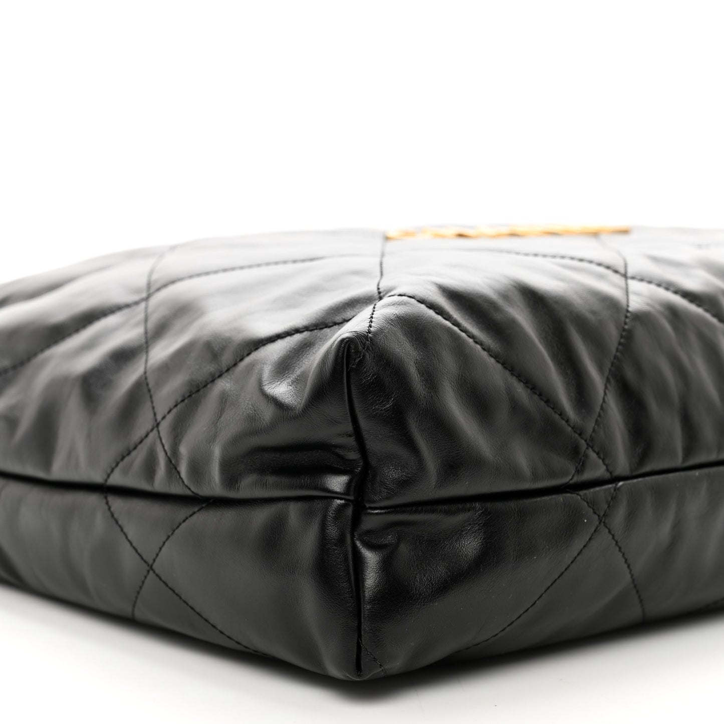 Shiny Calfskin Quilted Large Chanel 22 Black