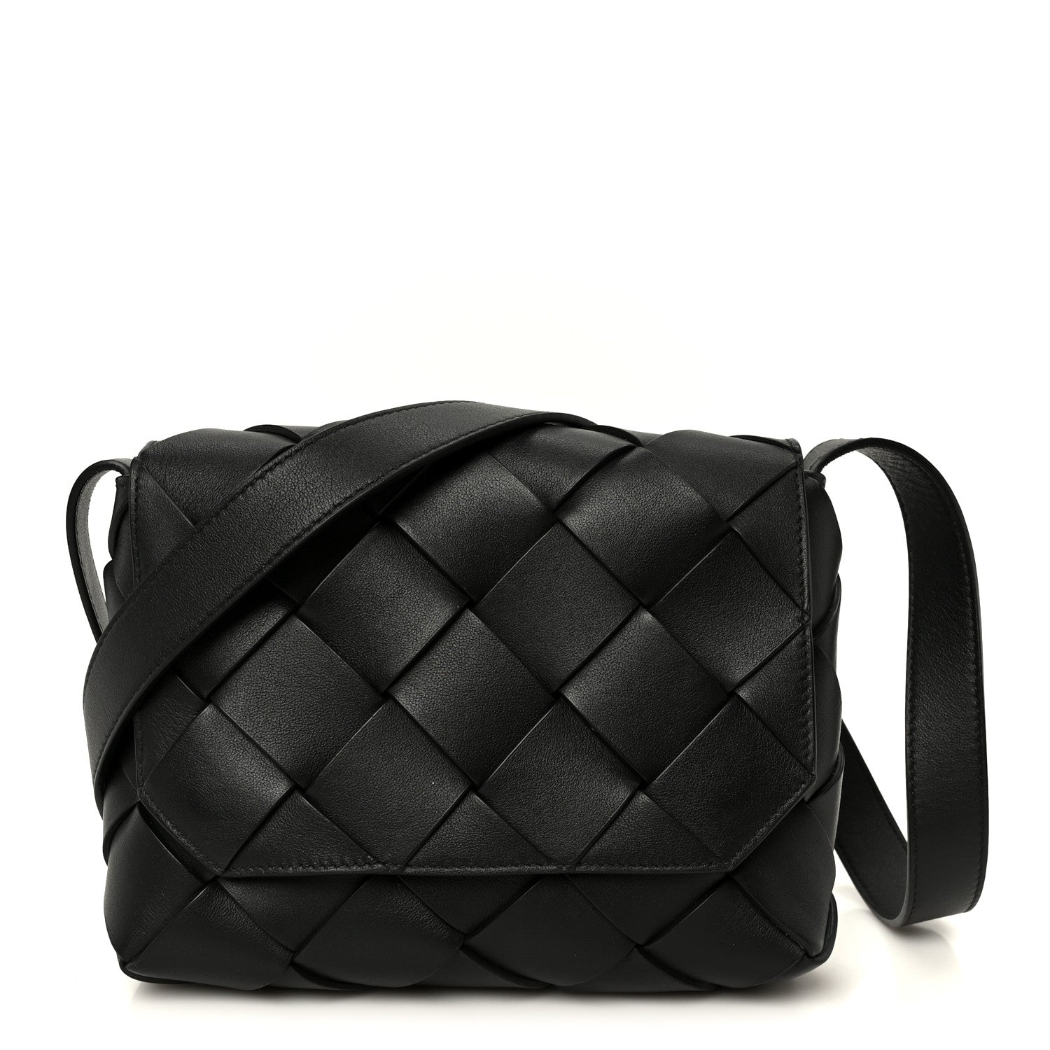 Bottega Veneta Grained Calfskin Intreccio Small Diago Crossbody Bag Black 1 of 11