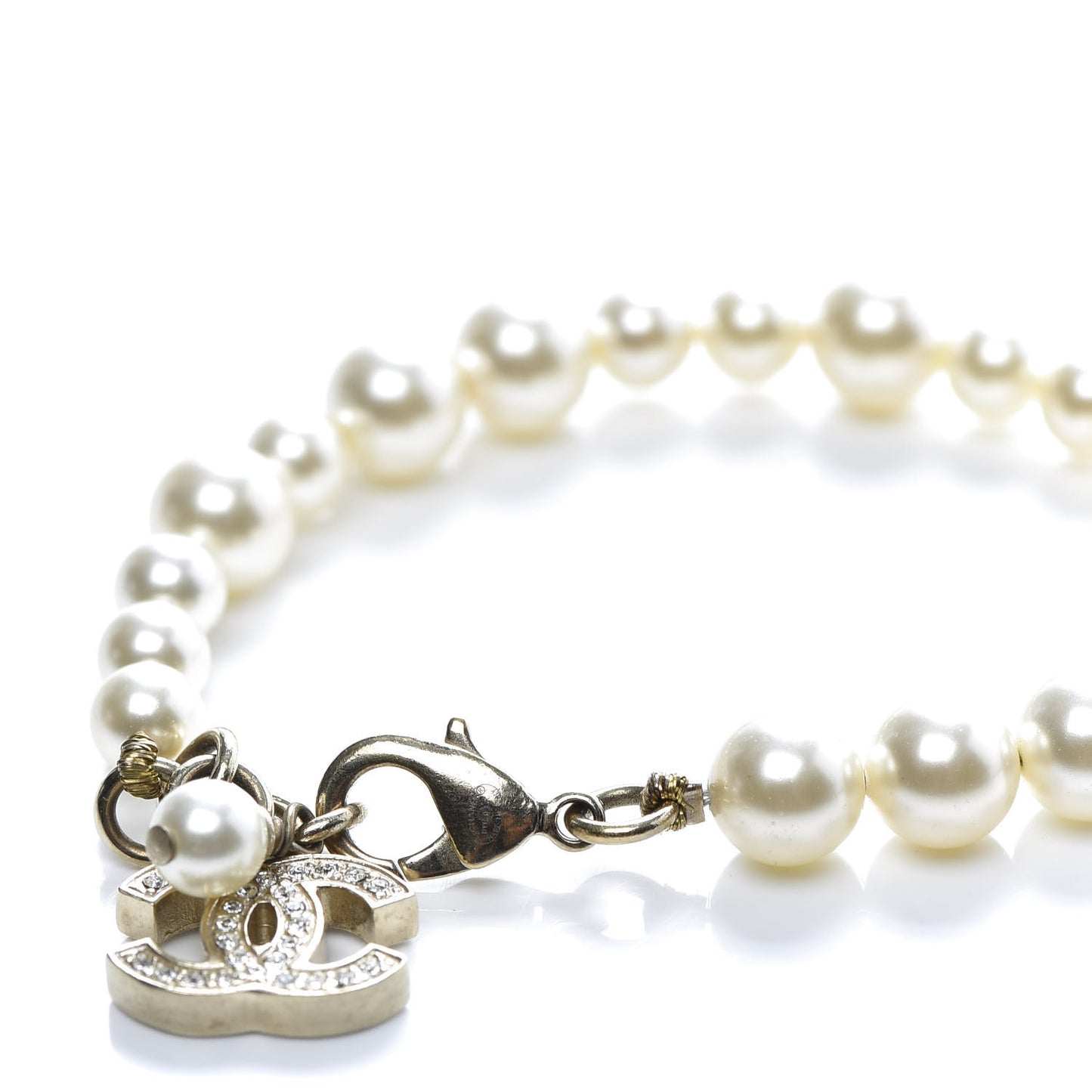 Pearl Crystal CC Bracelet Gold