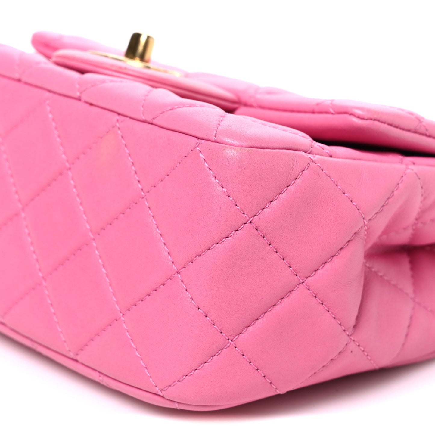 Lambskin Quilted Mini Pearl Crush Flap Pink