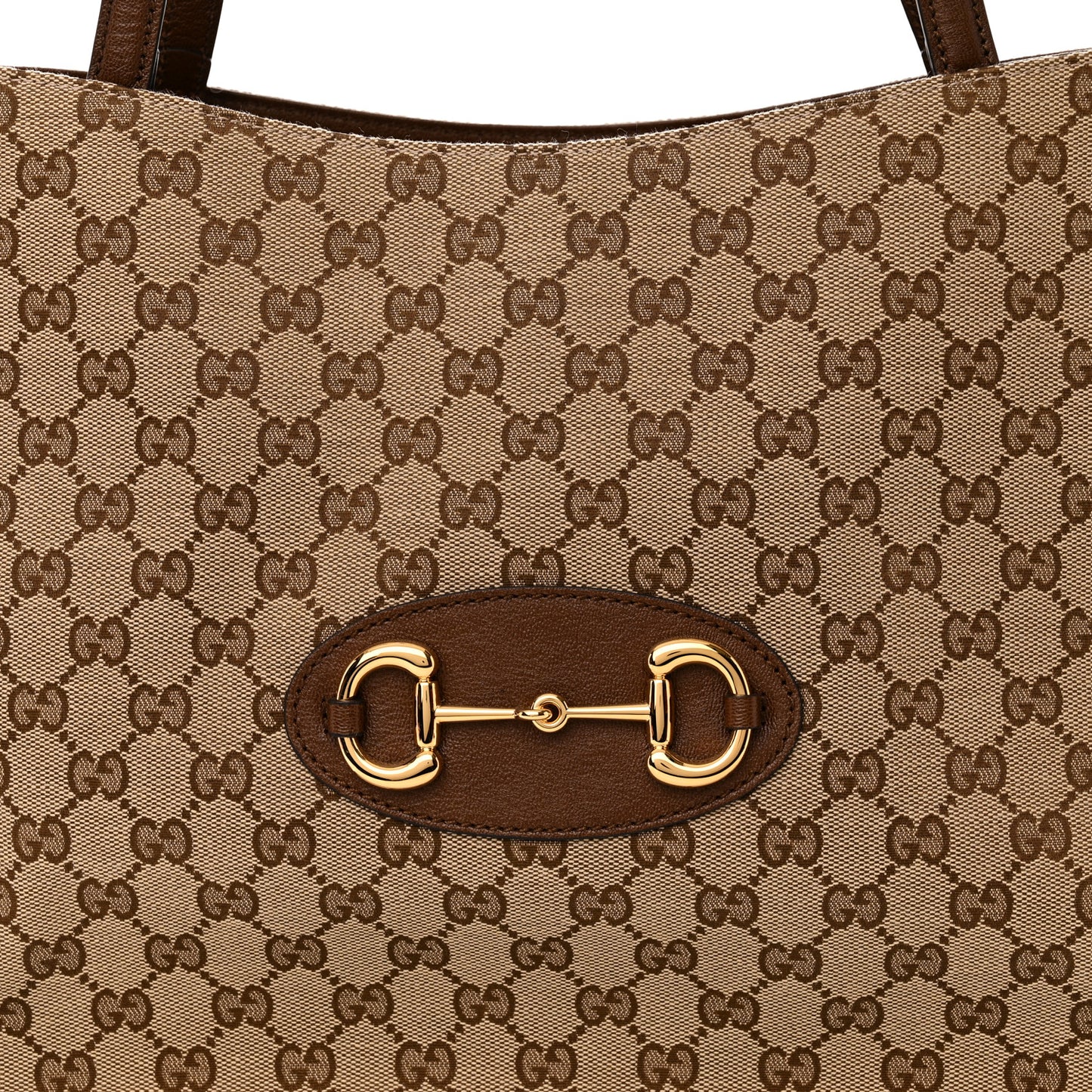 Monogram Horsebit 1955 Tote Bag Beige Brown Sugar