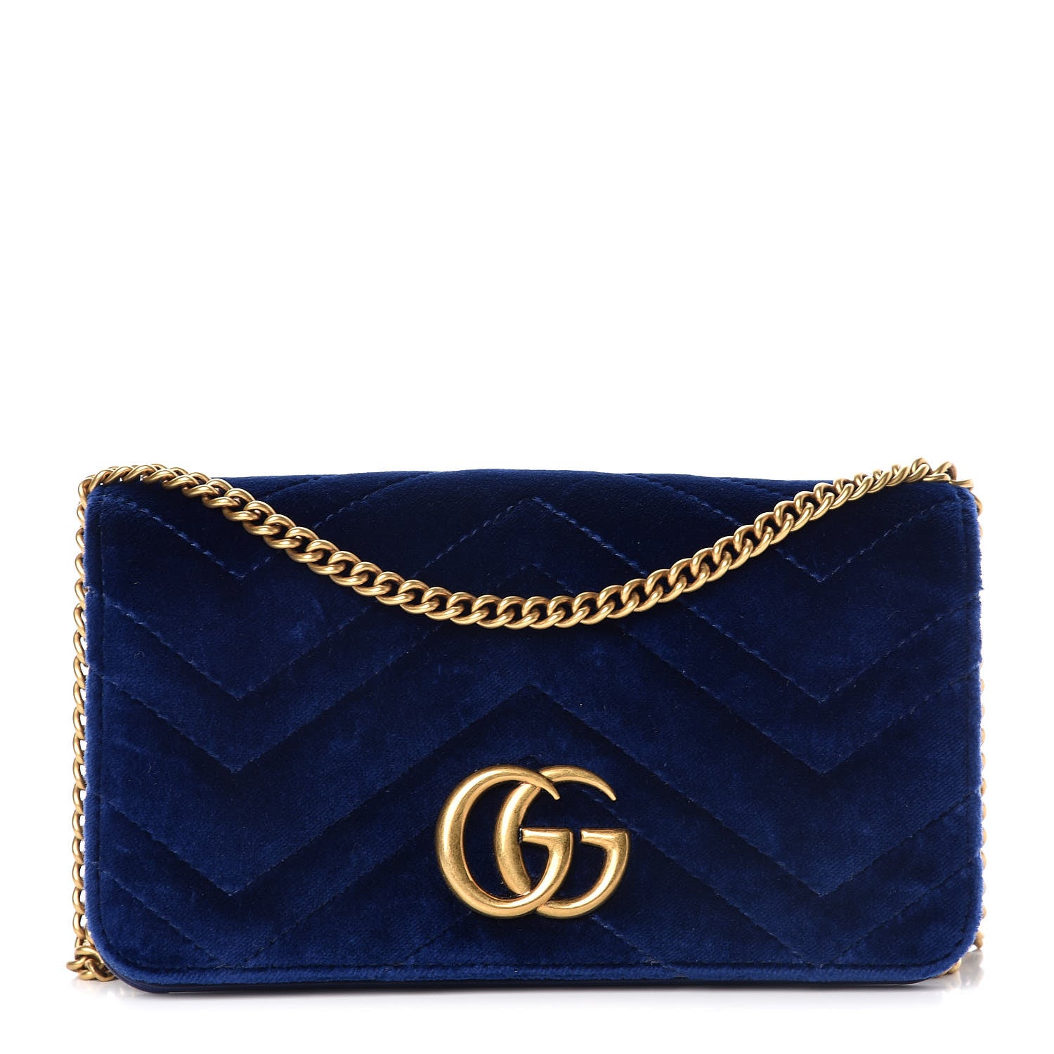 Gucci Velvet Matelasse GG Marmont Mini Bag Cobalt Blue 1 of 11