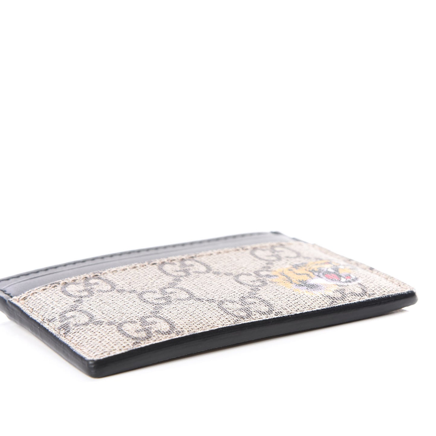 GG Supreme Monogram Tiger Print Card Holder Black