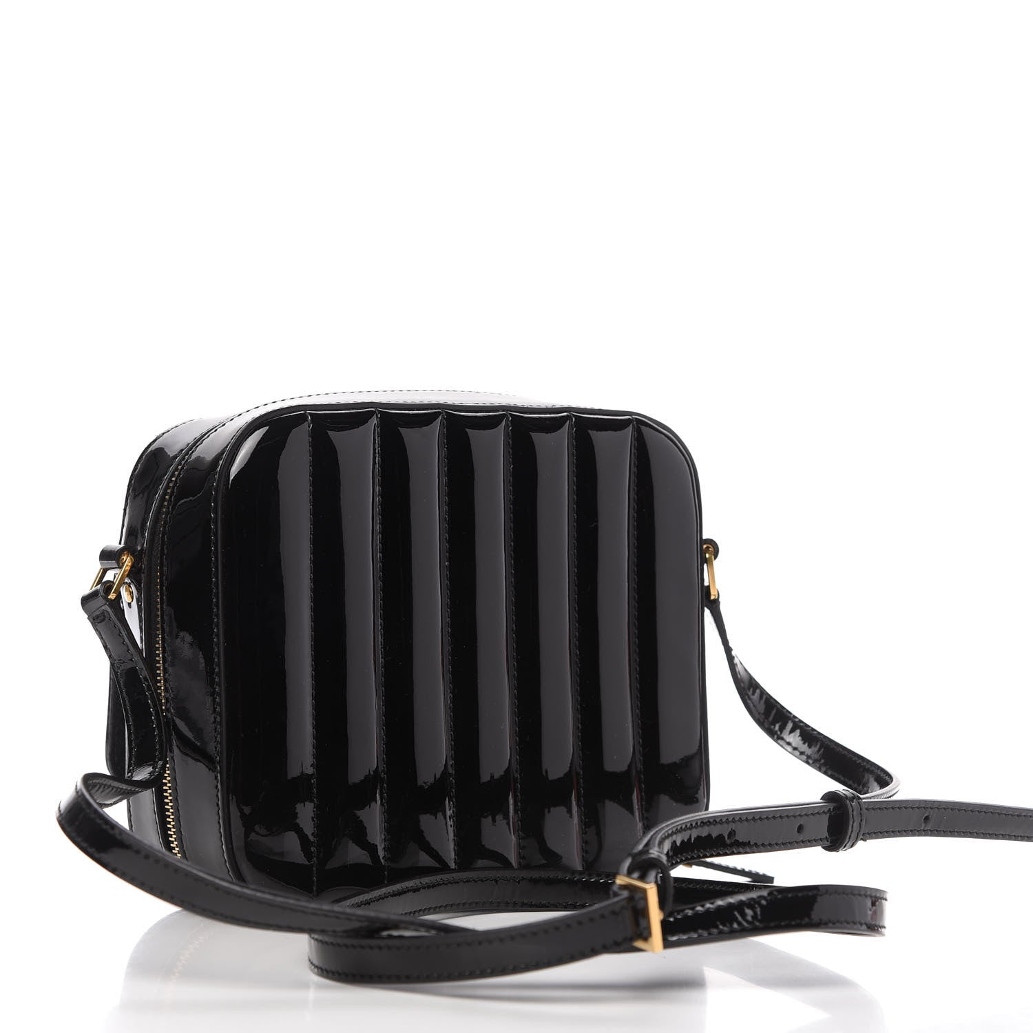 Saint Laurent Patent Matelasse Monogram Vicky Camera Bag Black 3 of 9