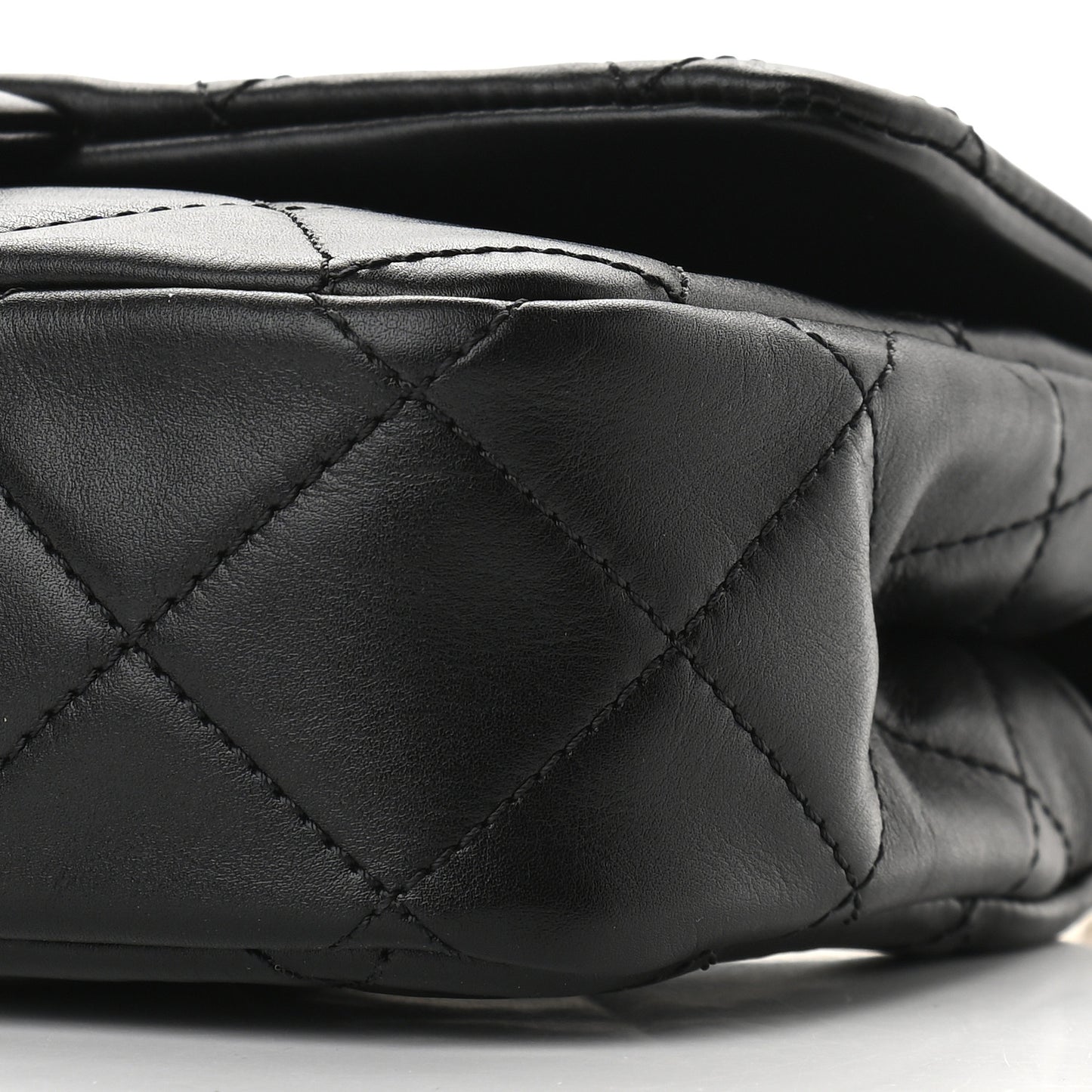 Calfskin Quilted Small Crystal Pearls Flap Bag Black