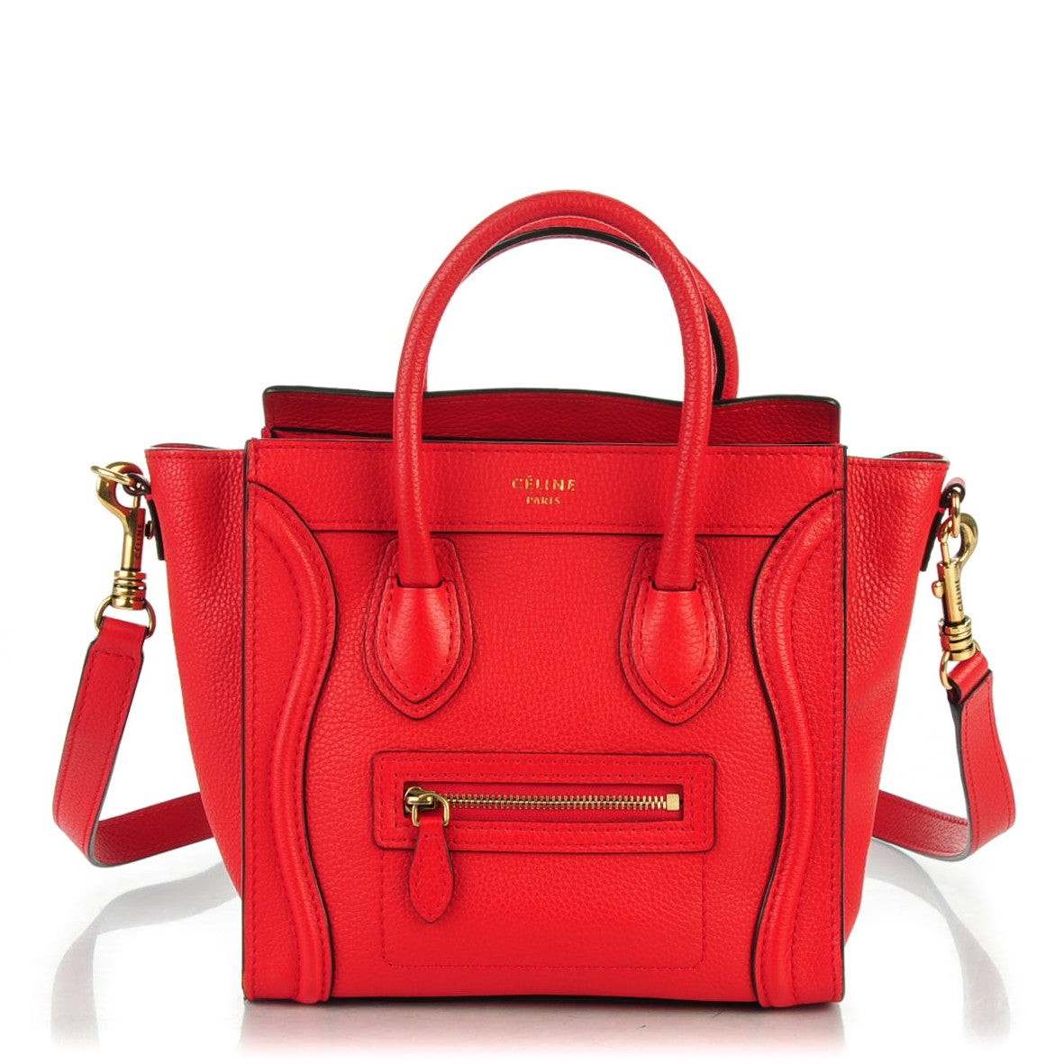 Drummed Calfskin Nano Luggage Coquelicot