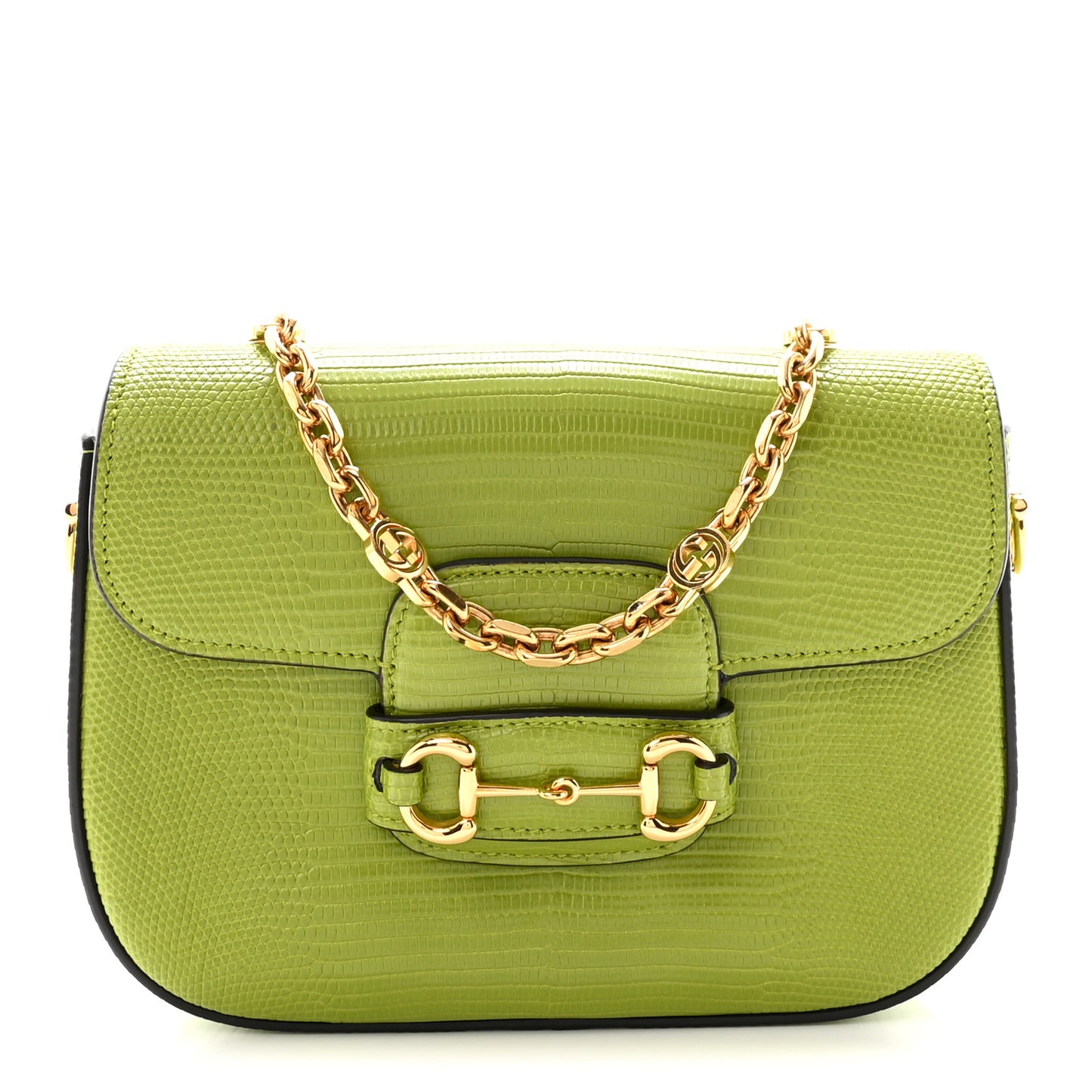 Lizard Mini Horsebit 1955 Shoulder Bag Green