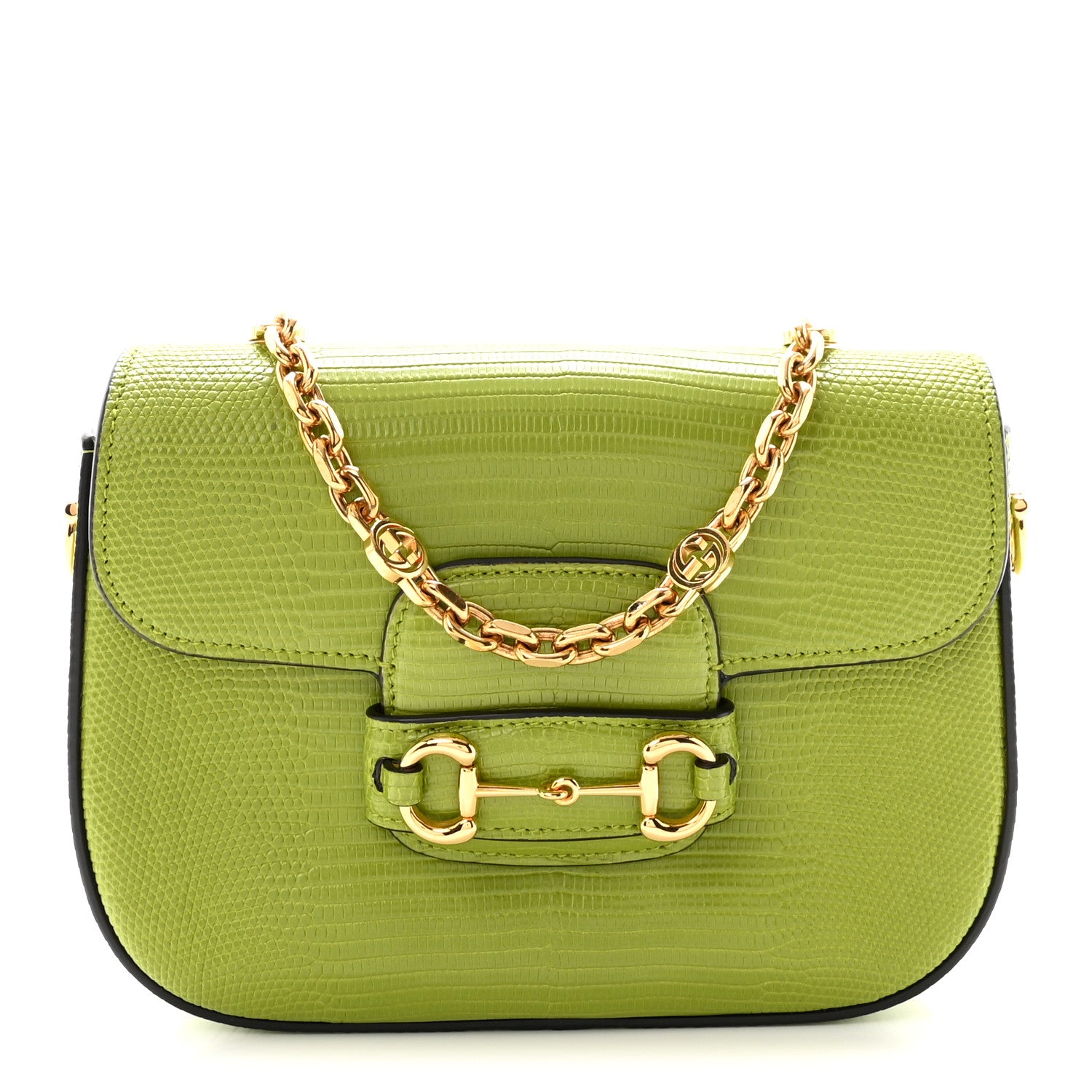 Gucci Lizard Mini Horsebit 1955 Shoulder Bag Green 1 of 10