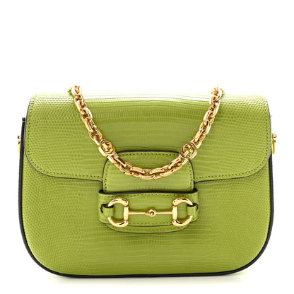 Gucci Lizard Mini Horsebit 1955 Shoulder Bag Green 1 of 10