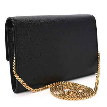 Saint Laurent Grain de Poudre Uptown Chain Wallet Black 3 of 10
