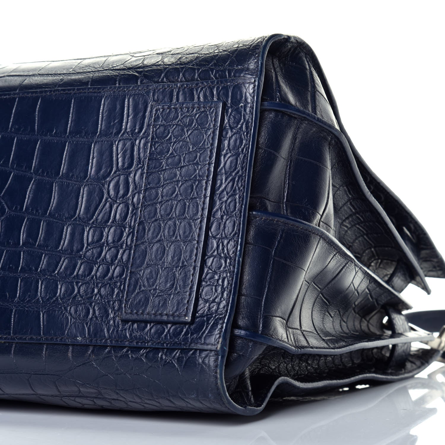 Saint Laurent Calfskin Crocodile Embossed Medium Souple Sac De Jour Navy 9 of 9
