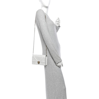Christian Dior Patent Micro-Cannage Diorama Wallet on Chain Pouch White 2 of 10