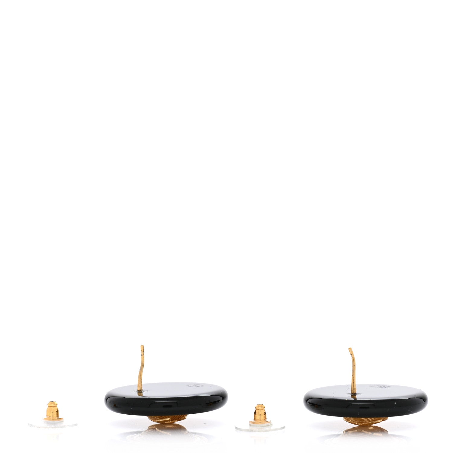 Chanel Resin CC Button Earrings Gold Black 4 of 5