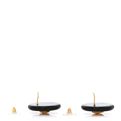 Chanel Resin CC Button Earrings Gold Black 4 of 5