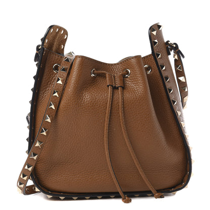 Valentino Garavani Grained Calfskin Rockstud Bucket Bag Bright Cognac 1 of 10