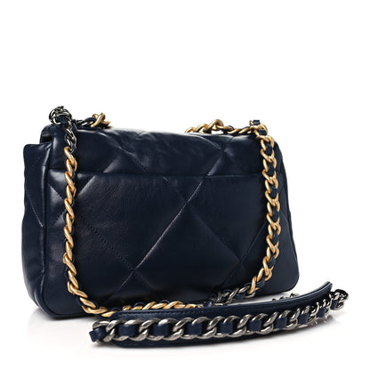 Chanel Lambskin Quilted Medium Chanel 19 Flap Navy Blue 3 of 10