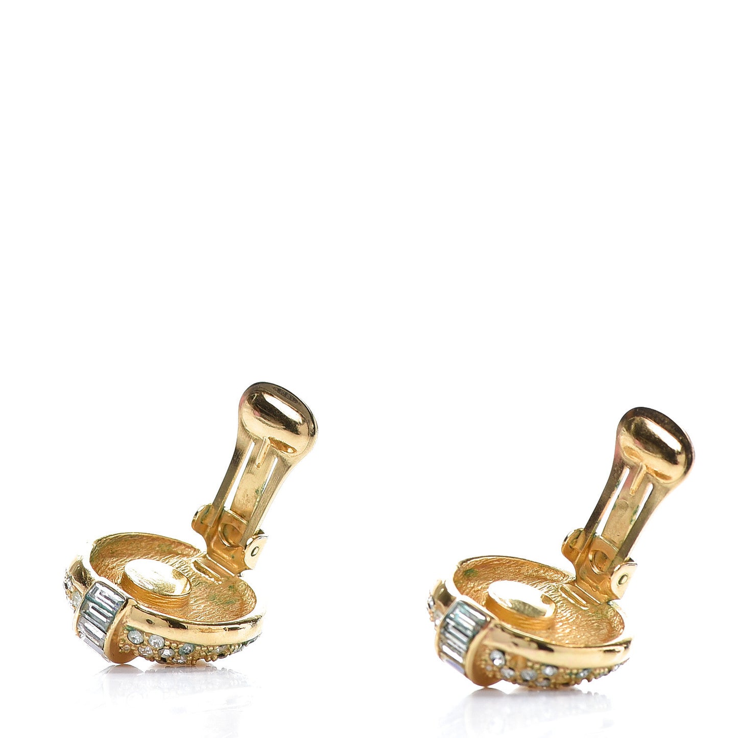 Pearl Crystal Clip On Earrings Gold
