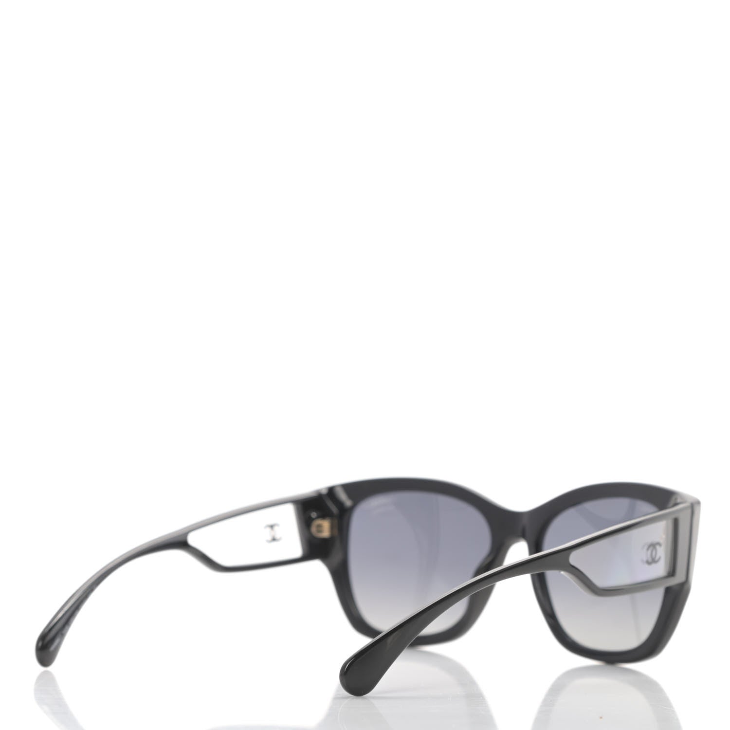 Chanel Acetate 18K White Gold Polarized Butterfly Sunglasses 5429 Black 4 of 8