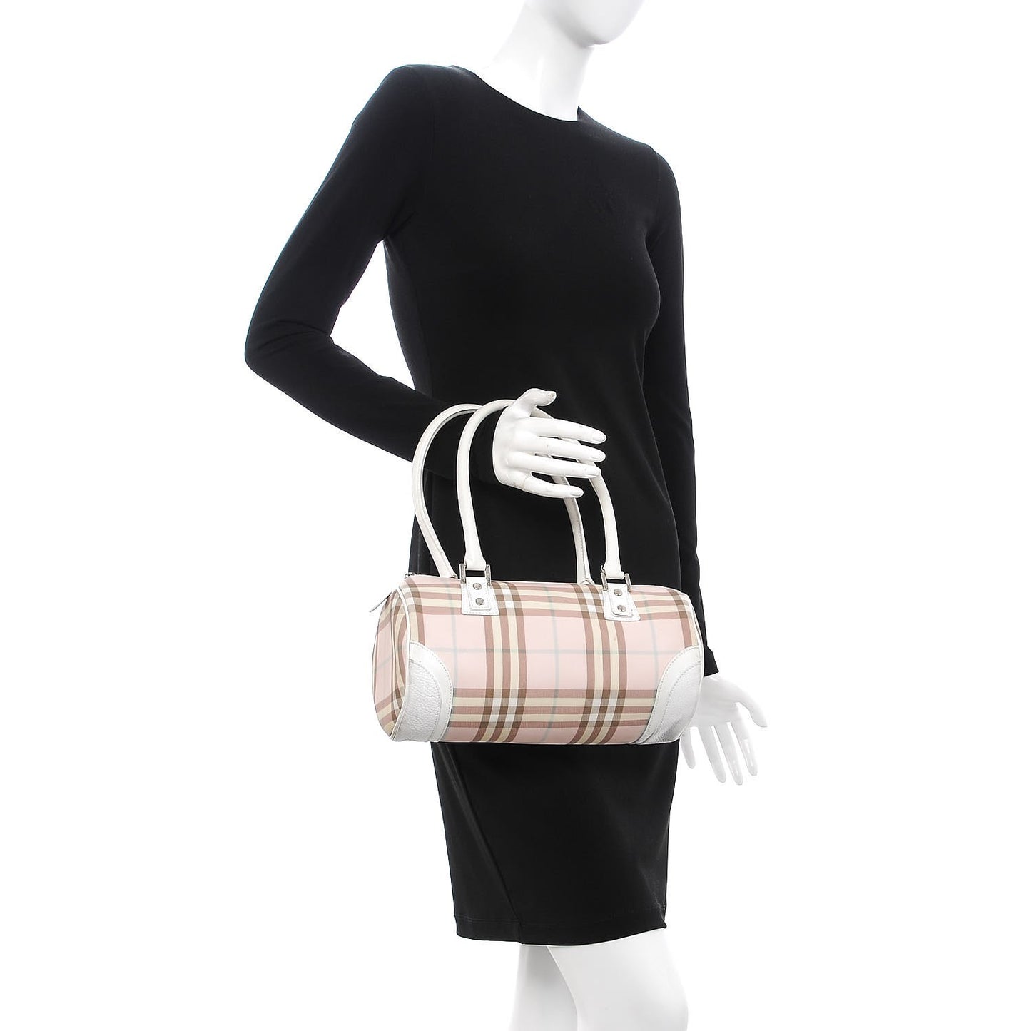 Candy Check Barrel Satchel Pink White