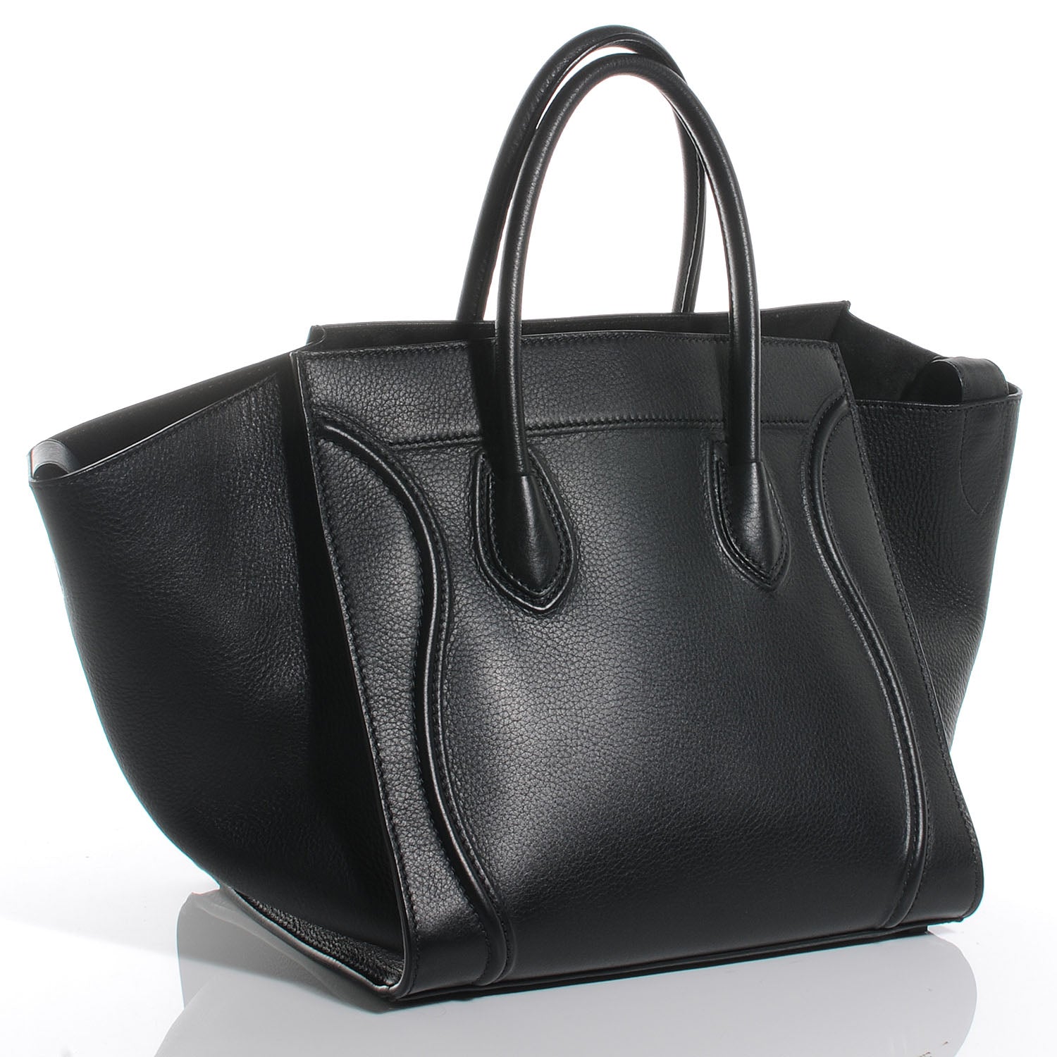 Celine Drummed Leather Large Phantom Luggage Black 3 of 9