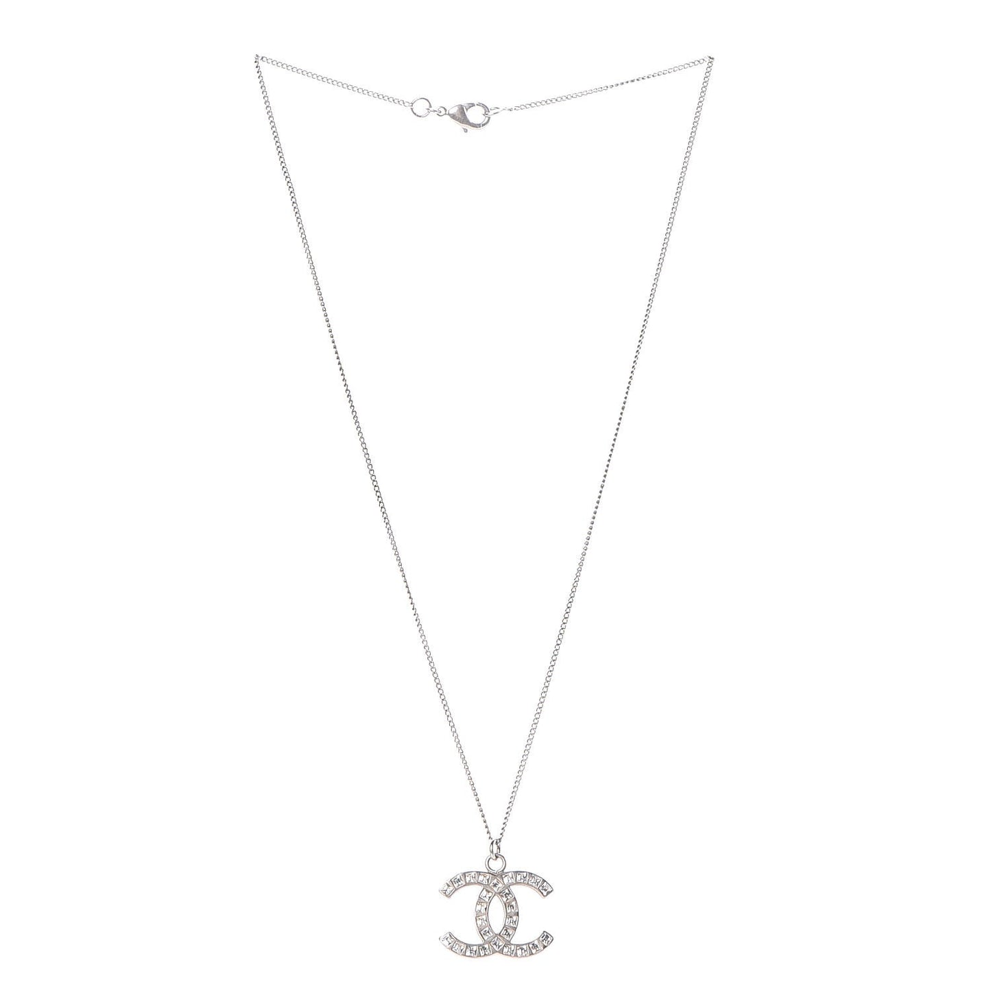 Baguette Crystal CC Necklace Silver