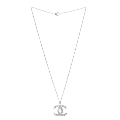 Chanel Baguette Crystal CC Necklace Silver 3 of 4