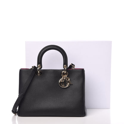 Christian Dior Bullcalf Medium Diorissimo Tote Black Rose Indien 15 of 15
