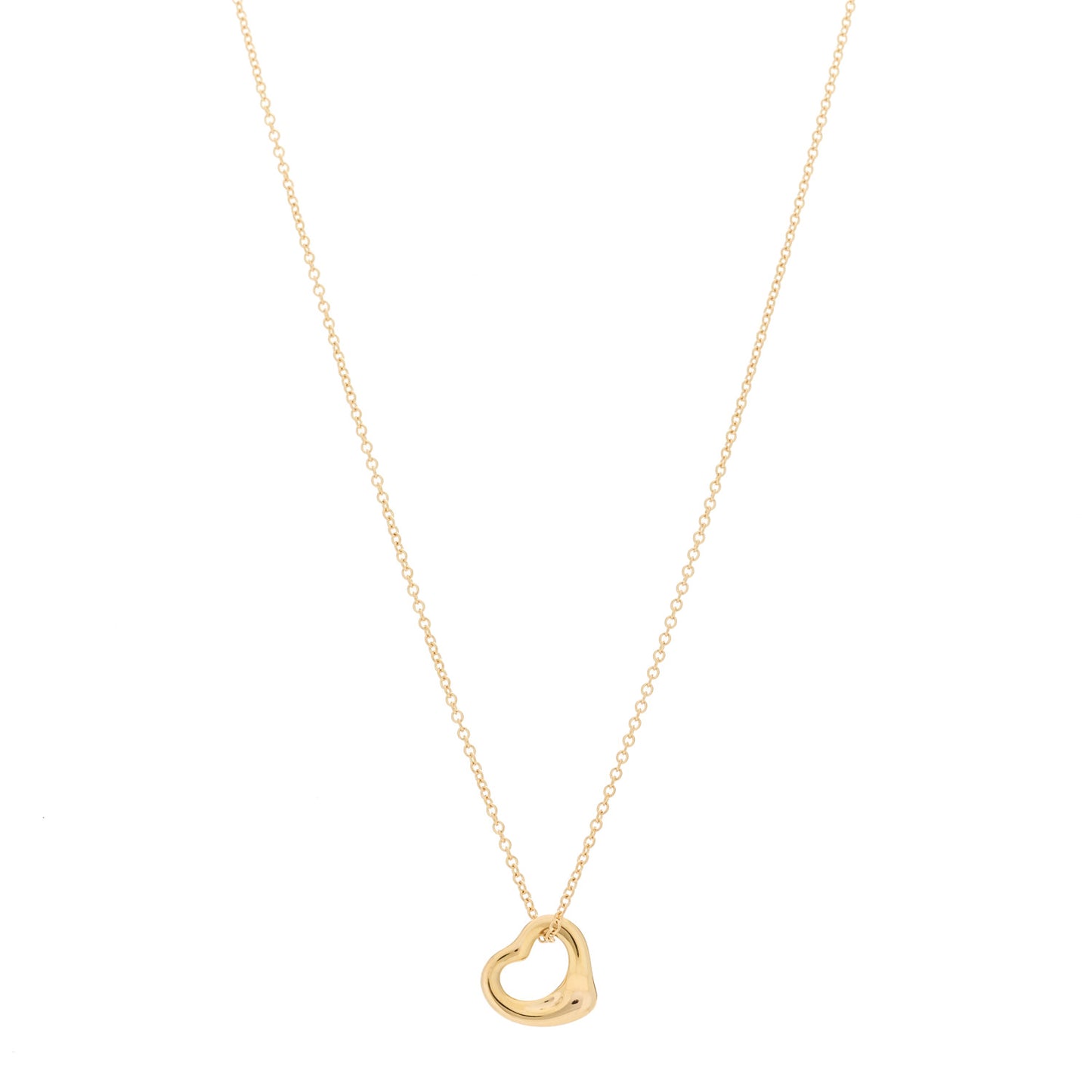 18K Yellow Gold 11mm Elsa Peretti Open Heart Pendant Necklace