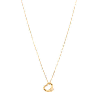 Tiffany 18K Yellow Gold 11mm Elsa Peretti Open Heart Pendant Necklace 1 of 8