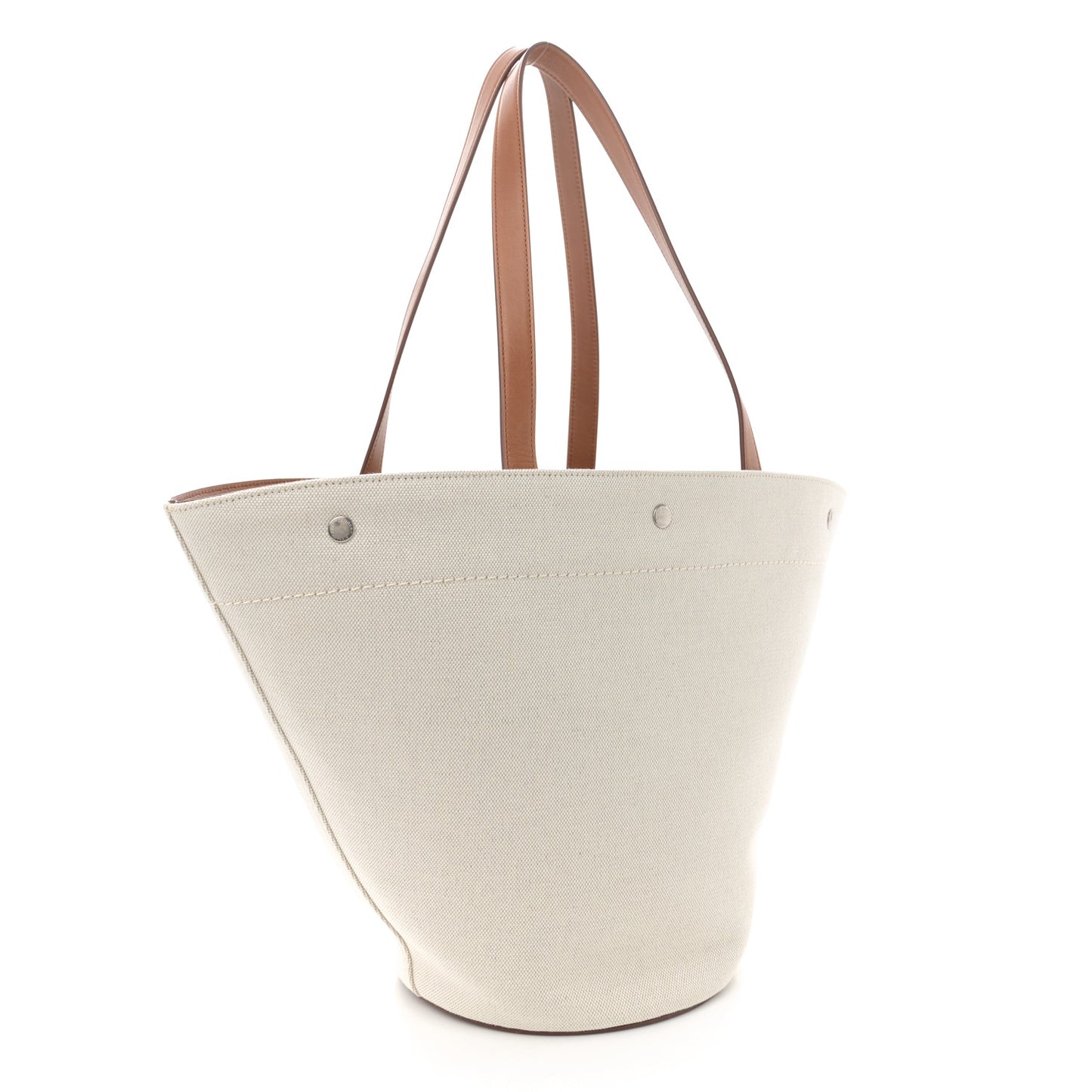 Linen Calfskin Rive Gauche Basket Tote Optic White Tan