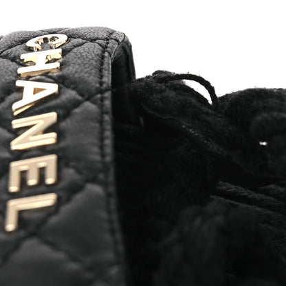 Chanel Cord Lambskin Quilted Logo Sandals 39 Black 11 of 12