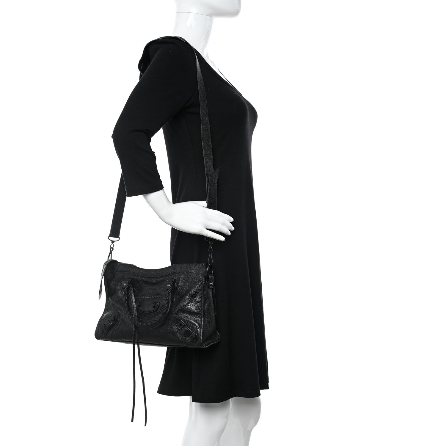 Balenciaga Chevre Black Metallic Edge Hardware S City Black 2 of 9
