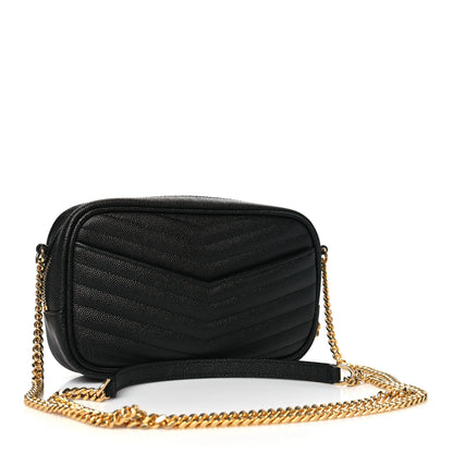 Saint Laurent Grain De Poudre Matelasse Monogram Mini Lou Camera Bag Black 3 of 10