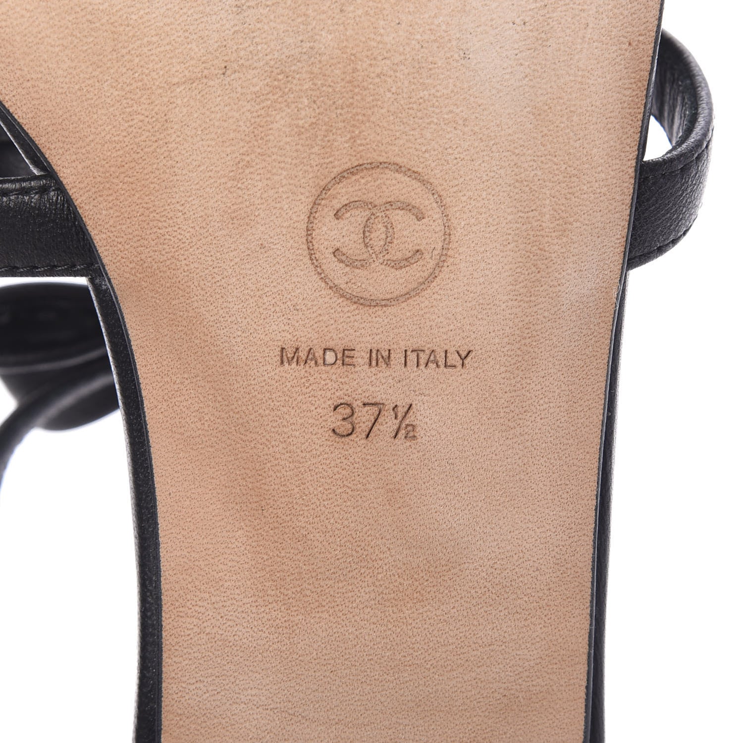Chanel Lambskin Bow Pearl CC Thong Sandals 37.5 Black 6 of 9