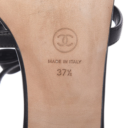 Chanel Lambskin Bow Pearl CC Thong Sandals 37.5 Black 6 of 9
