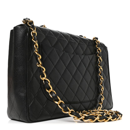 Chanel Caviar Quilted XL Jumbo Single Flap Black 2 of 10