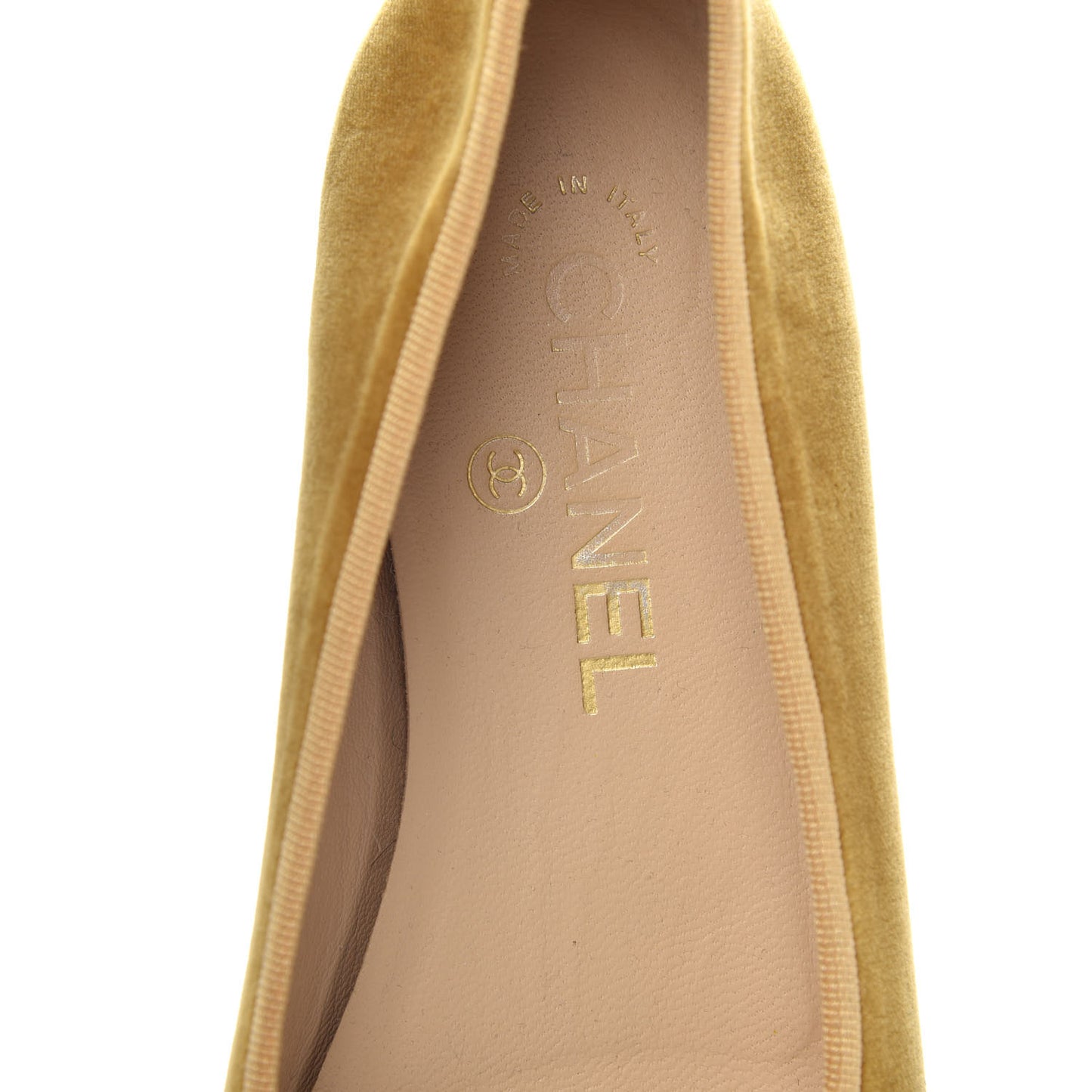 Velvet Patent Calfskin Cap Toe Ballerina Flats 37.5 Gold Black
