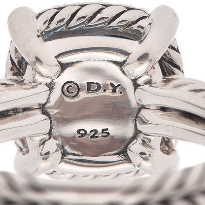 David Yurman Sterling Silver Diamond Hampton Blue Topaz 9mm Chatelaine Pave Bezel Ring 54 6.75 5 of 7