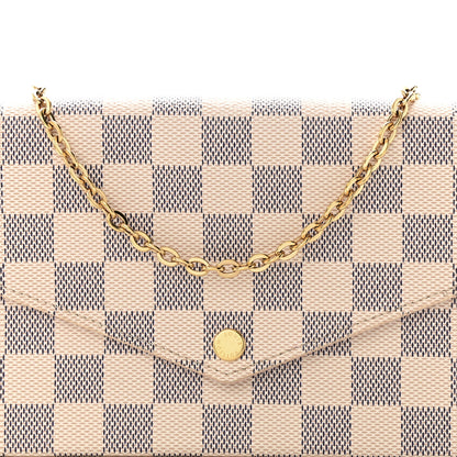 Louis Vuitton Damier Azur Pochette Felicie Chain Wallet Rose Ballerine 9 of 11