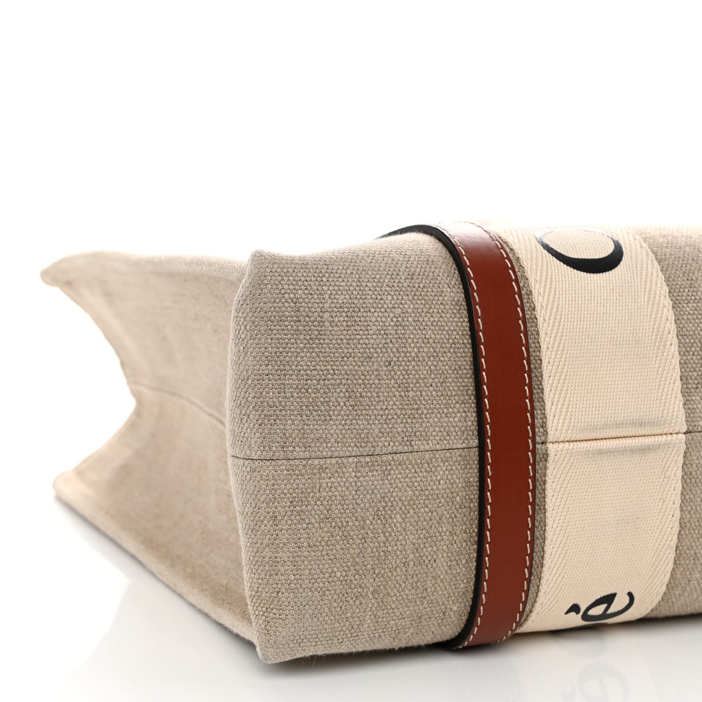 Cotton Calfskin Medium Woody Ribbon Tote White Brown