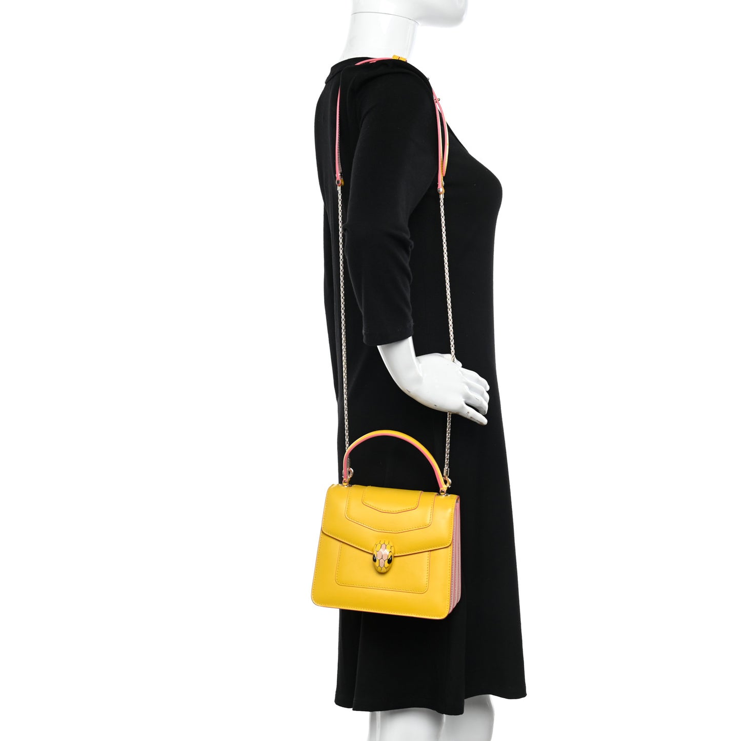 Calfskin Serpenti Forever Top Handle Yellow