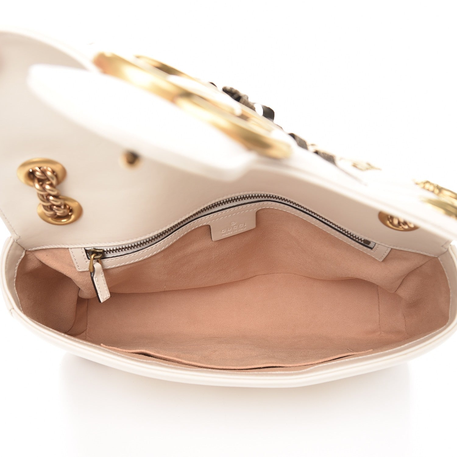 Gucci Calfskin Matelasse Animal Studs Medium GG Marmont Shoulder Bag Mystic White 6 of 9