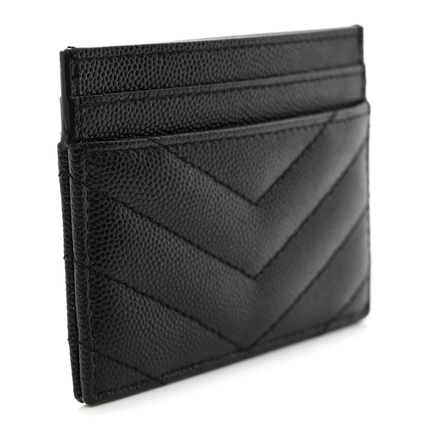 Grain De Poudre Matelasse Chevron Monogram Credit Card Case Black