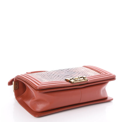 Chanel Python Medium Boy Flap Dark Orange 4 of 7