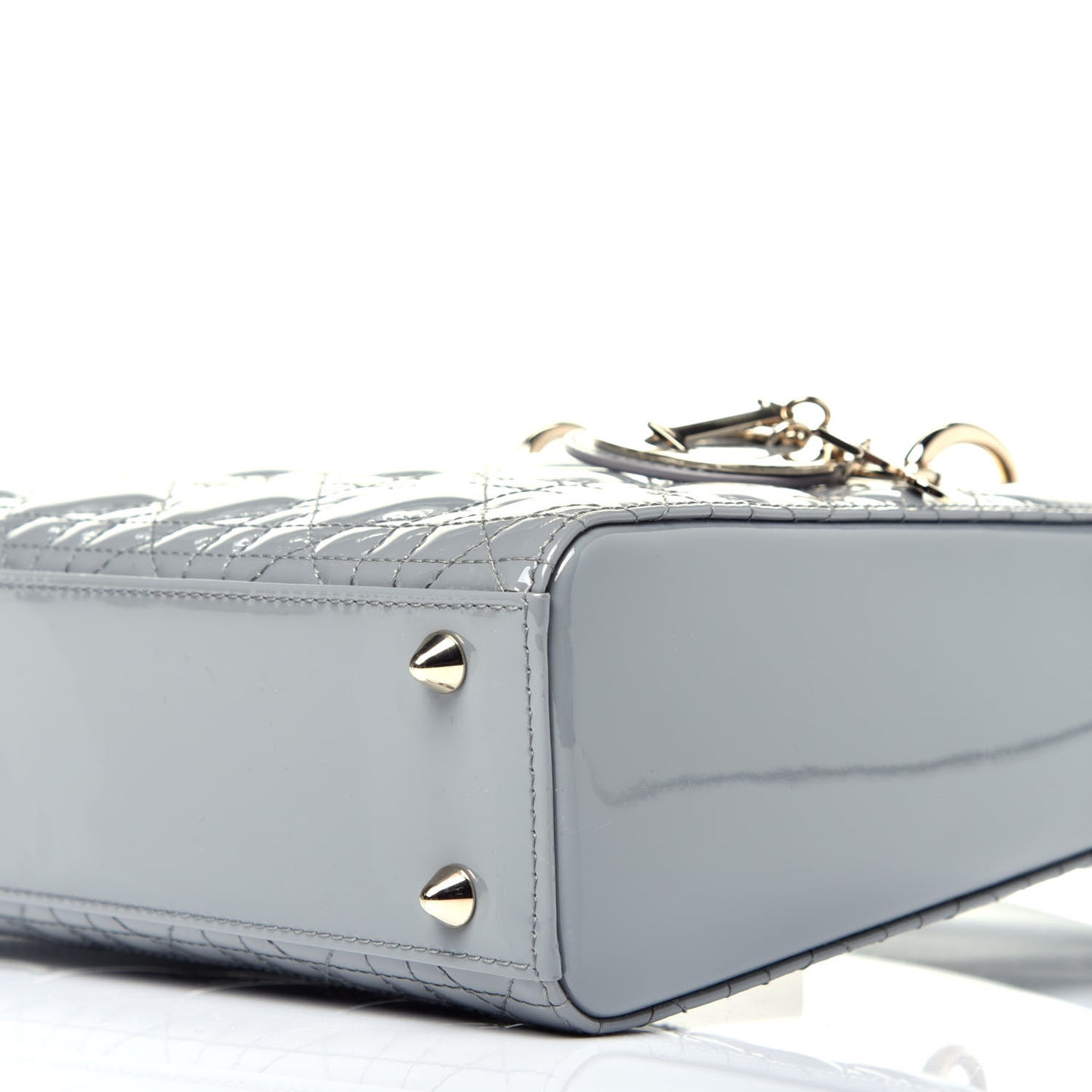 Patent Cannage Small Lady Dior Grey