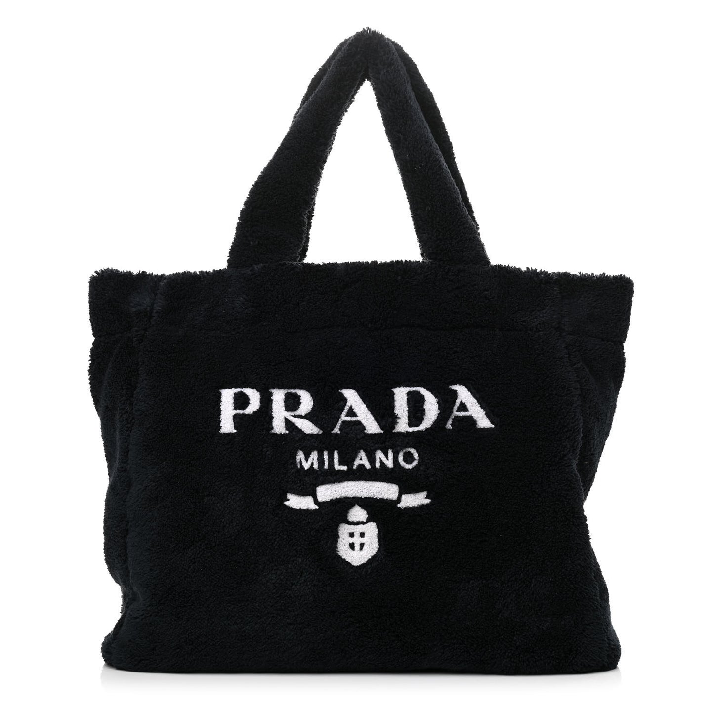 Terry Cloth Tote Bag Black White