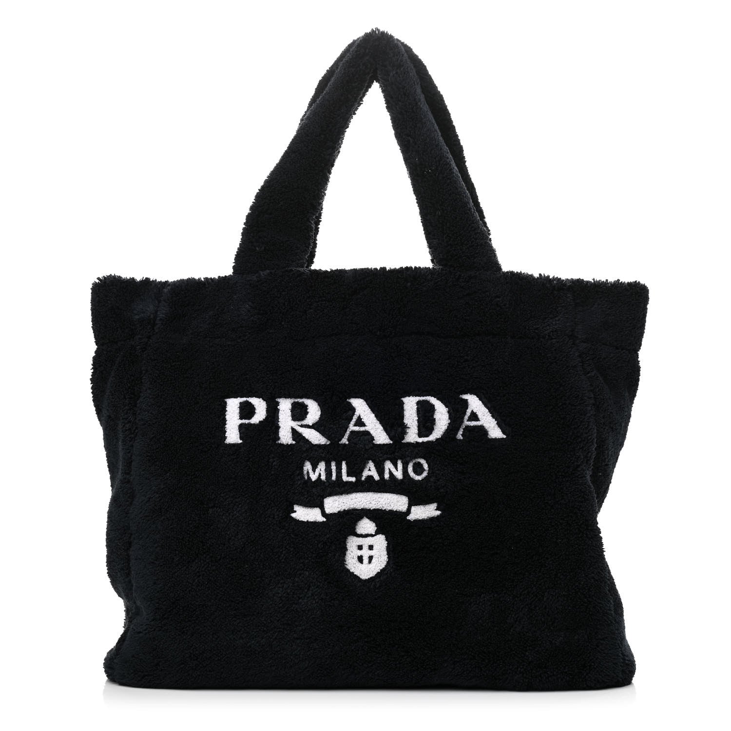 Prada Terry Cloth Tote Bag Black White 1 of 10
