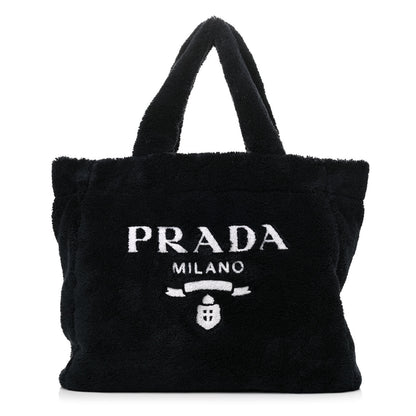 Prada Terry Cloth Tote Bag Black White 1 of 10
