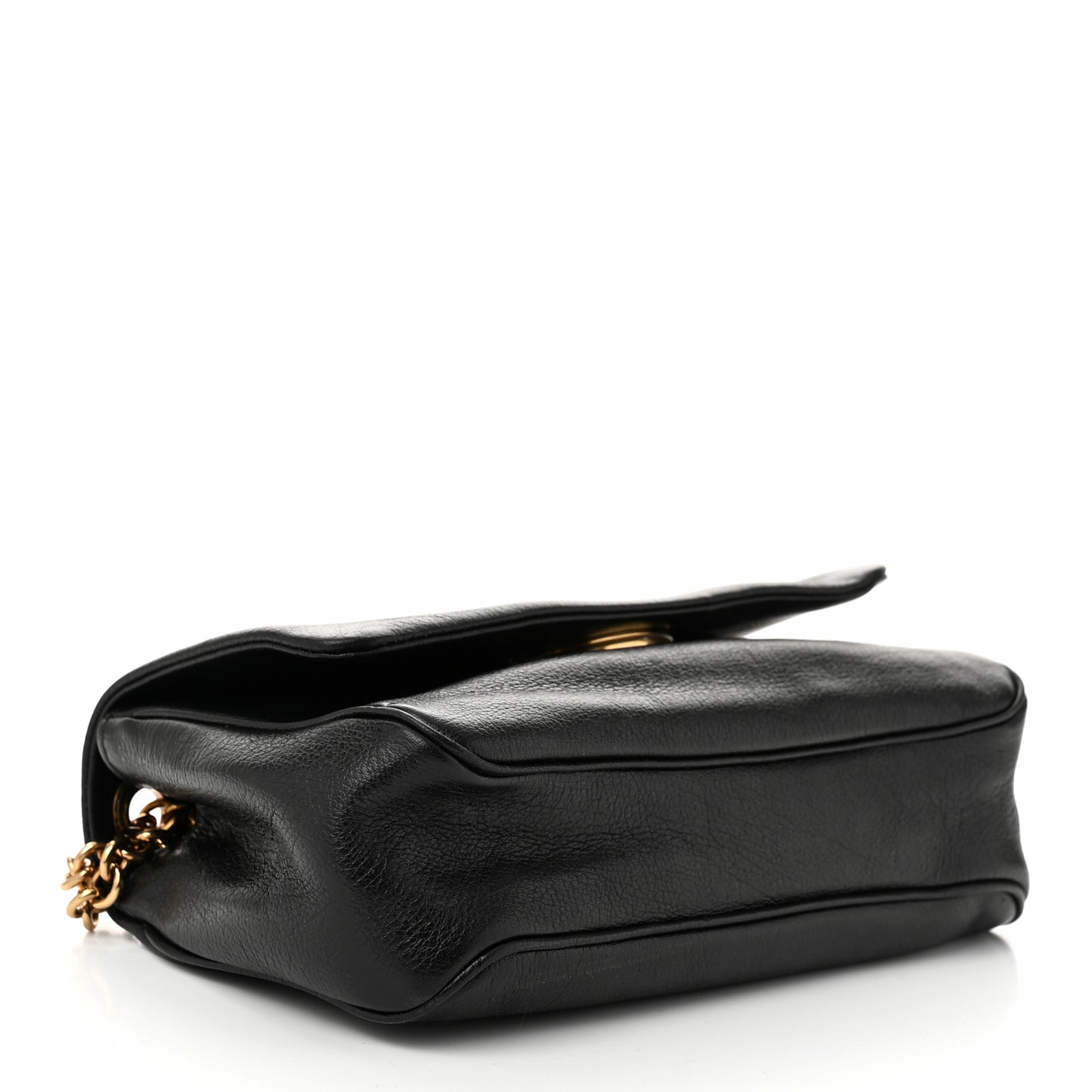 Grained Calfskin Small Heritage Shoulder Bag Black